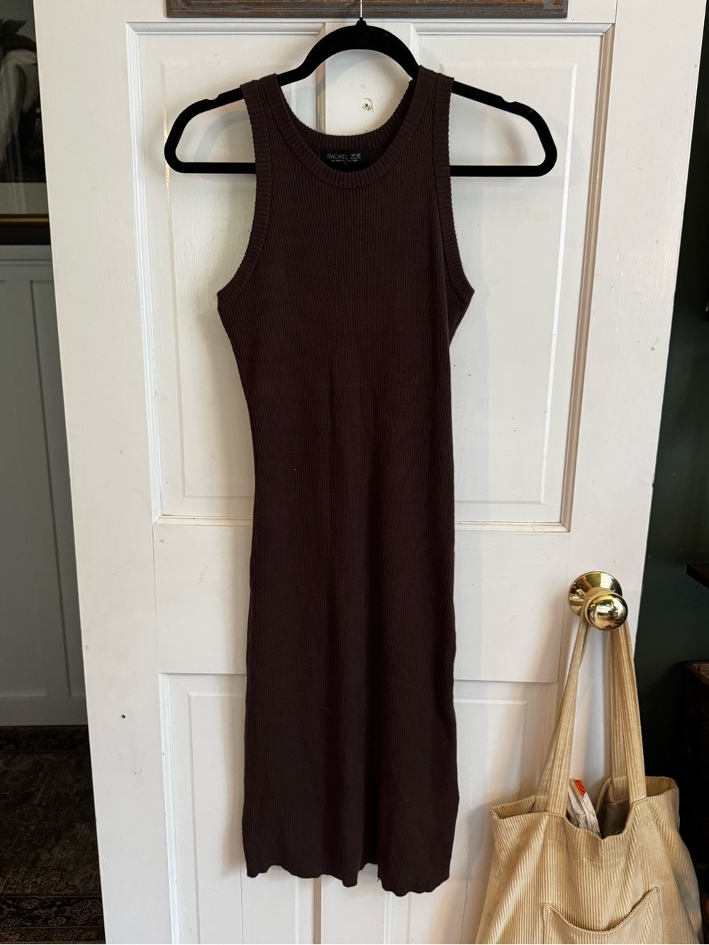 Rachel Zoe Chocolate Brown Ribbed Tank Sweater Dress